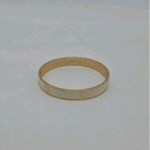 Kate Spade New York White and Gold Enamel Bangle Bracelet Gold Trim Gold Spades